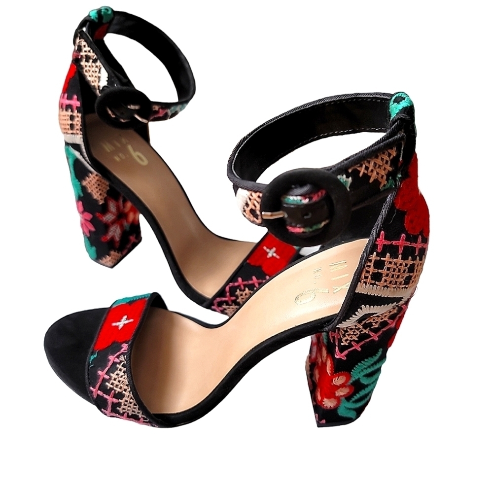 Mix no. 6  embroidered block heel sandals